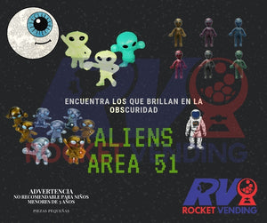 100 Aliens Juguete Capsula 1pulgada Brillan En Oscuridad 1p - Rocket Vending Todo en Chicleras