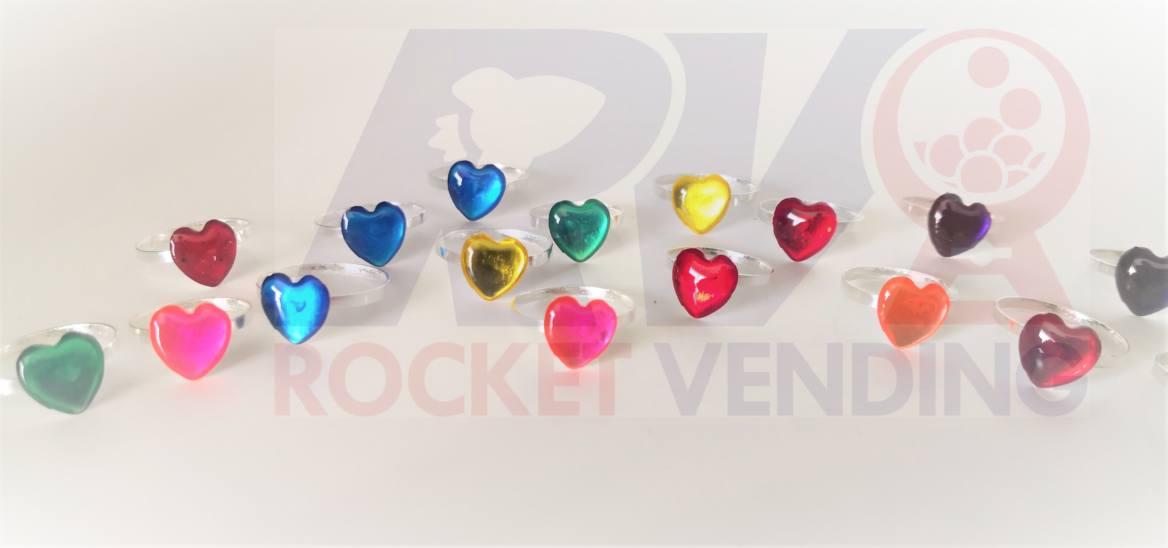 Anillos Corazón Para Niñas Metal Juguete encapsulado 100 Pzas 1p - Rocket Vending Todo en Chicleras