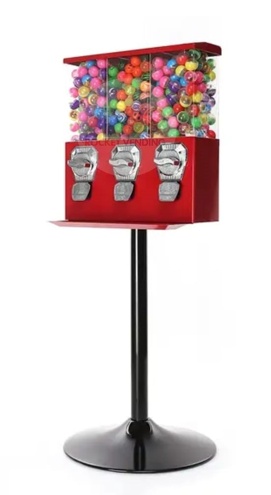 Maquina triple 3 en 1 para dulce o pelota, combina tus cobros modulo - Rocket Vending Todo en Chicleras