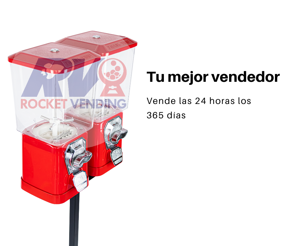 Chiclera Doble Elige cobro y dispensador con Base Modulo - Rocket Vending Todo en Chicleras