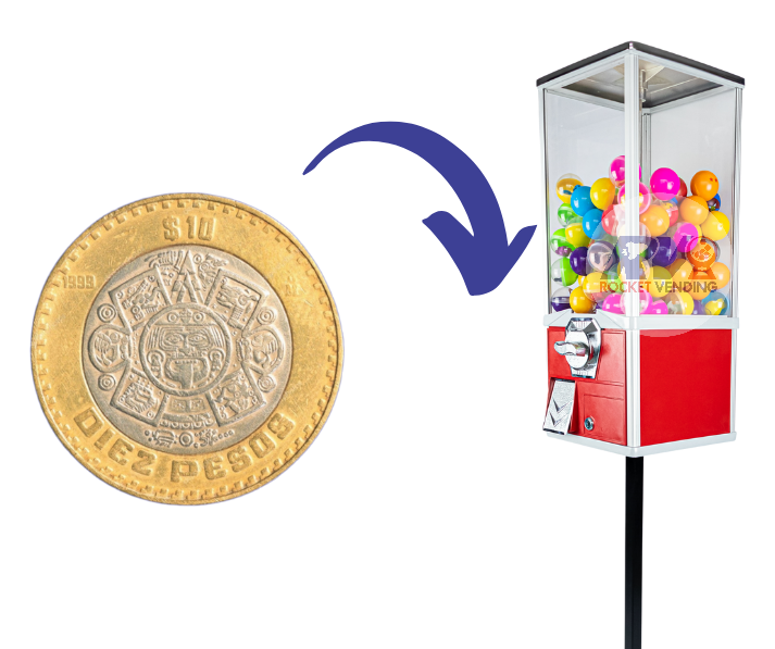 Juguetera vending Capsula Pelota 2 Pulgadas + Base y pelota Para $10 Ch10 - Rocket Vending Todo en Chicleras