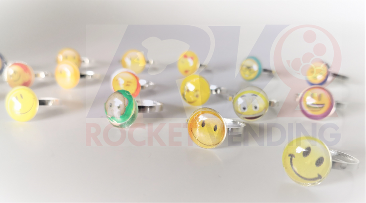 Anillos Emoji Niñas Metal Juguete Suelto 100 Pzas Js - Rocket Vending Todo en Chicleras