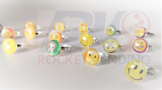 Anillos Emoji Niñas Metal Juguete encapsulado 1 pulgada 100 Pzas 1p - Rocket Vending Todo en Chicleras